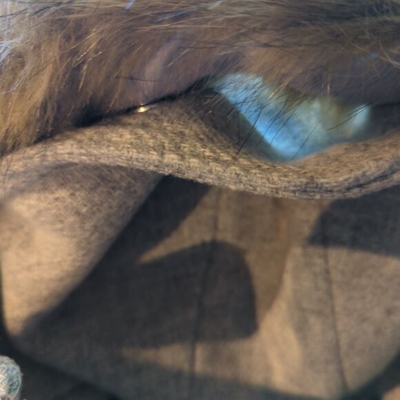 J.Crew Chateau Parka Coat Womens 2 Stadium Cloth Gray Wool Nello Gori Fur Trim - Picture 6 of 8